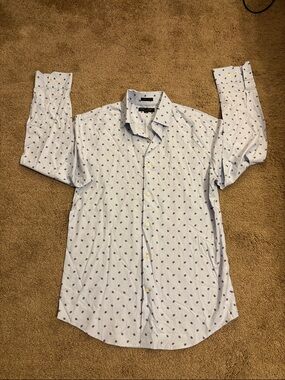 Banana Republic Sky Blue Micro-Pattern Button-Down Shirt